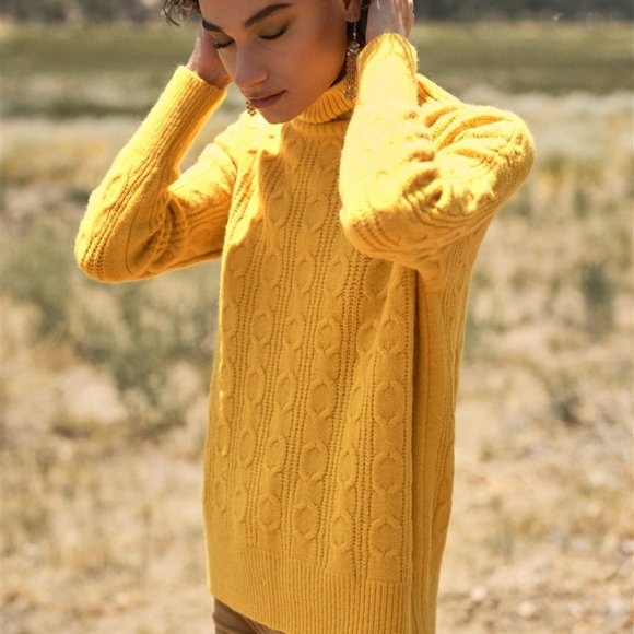 CASUAL DOLLZ Yellow Cable Knit Sweater - Picture 3 of 8